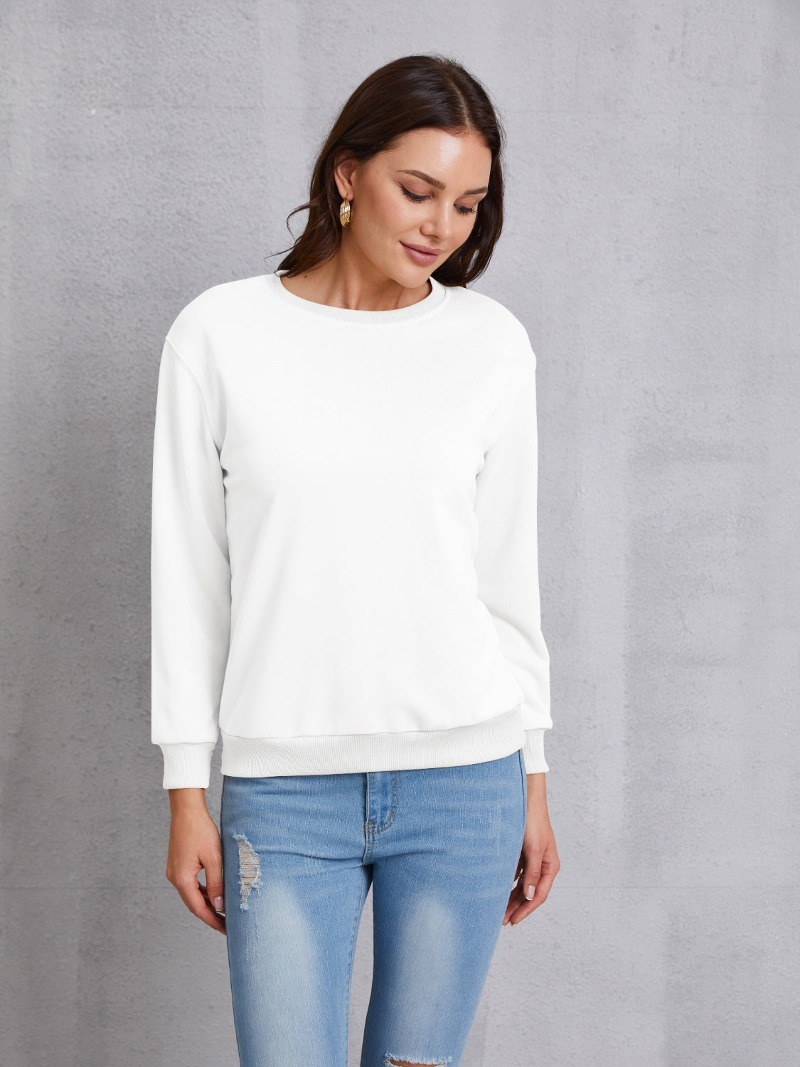 Round Neck Dropped Shoulder Sweatshirt