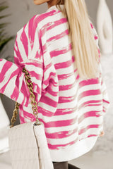 Striped Round Neck Long Sleeve Sweatshirt