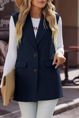 Longline Blazer Vest with Pockets