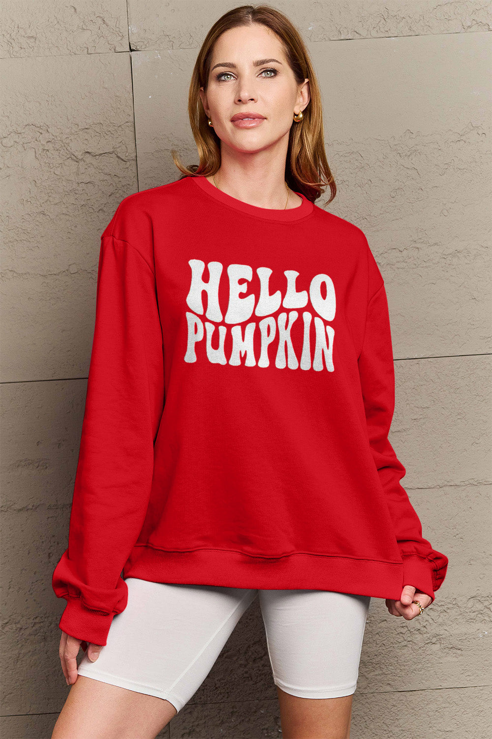 Simply Love Full Size HELLO PUMPKIN Graphic Sweatshirt