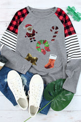 Christmas Element Sequin Round Neck Sweatshirt