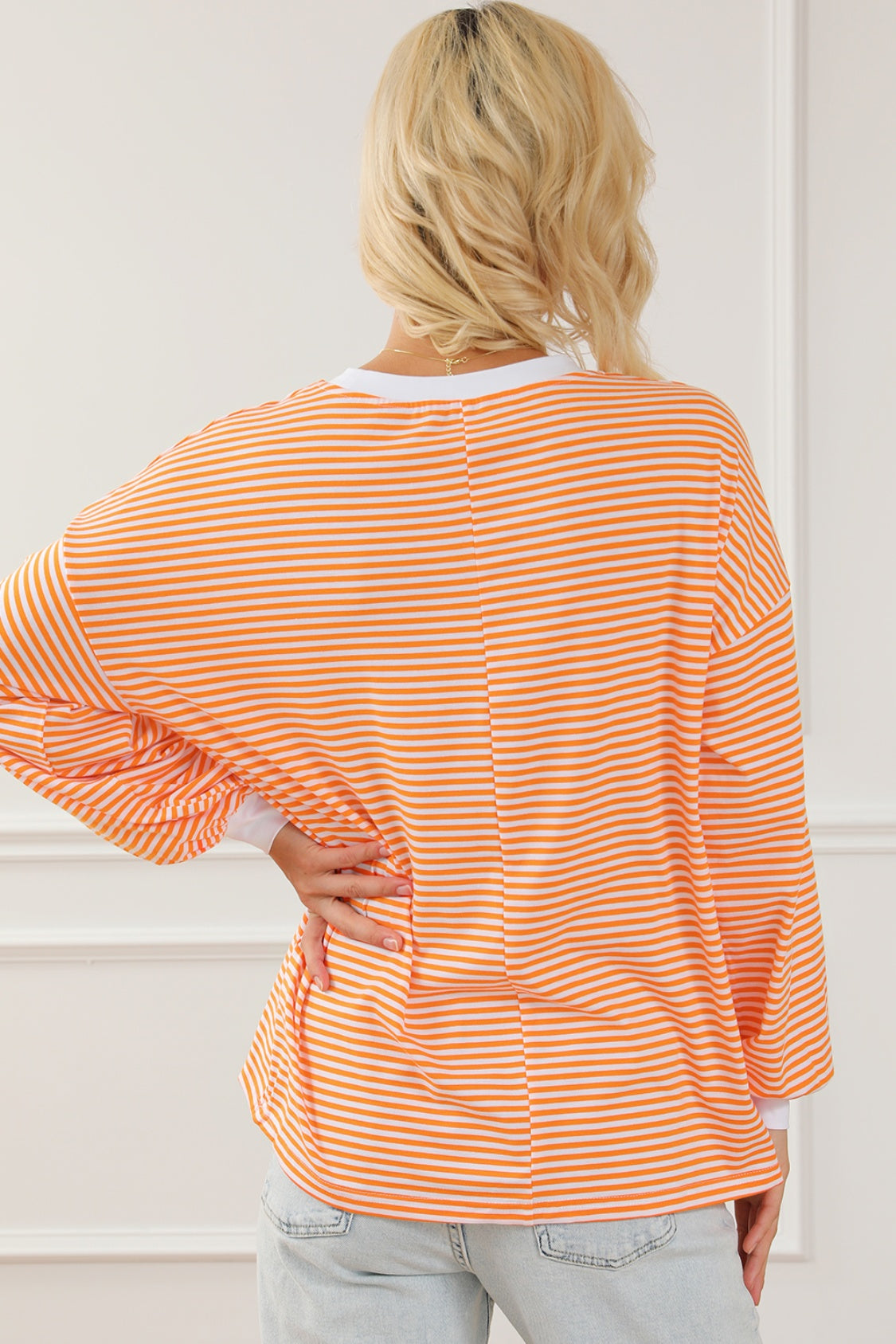 Striped Round Neck Long Sleeve Sweatshirt