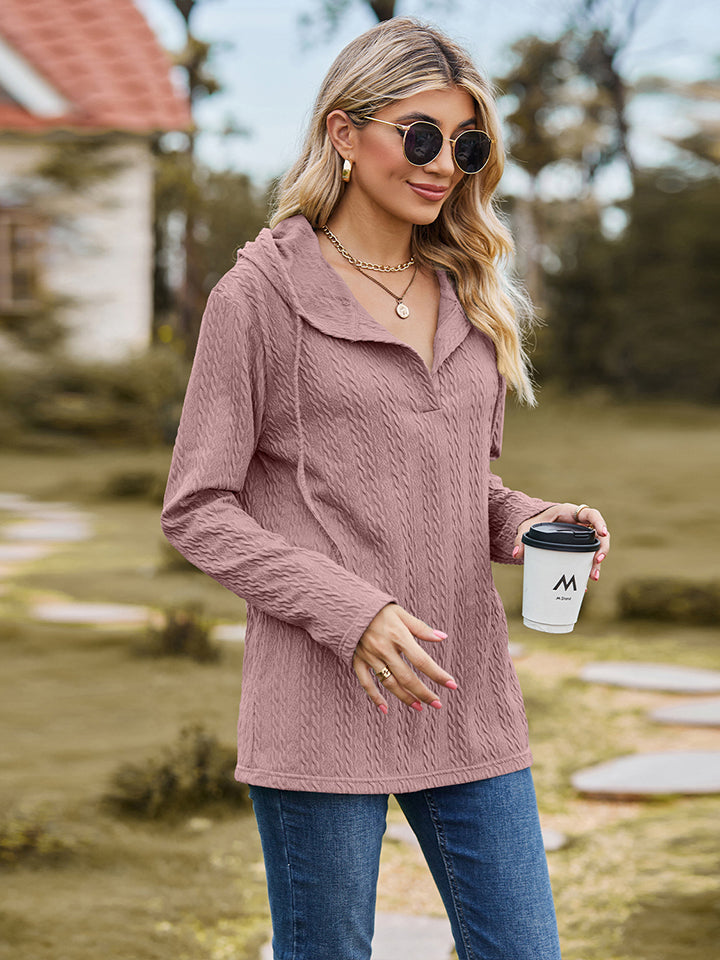 Cable-Knit Hooded Blouse