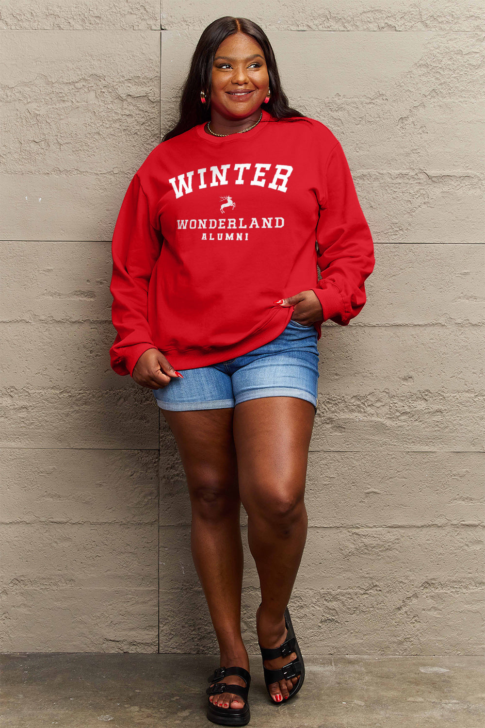 Simply Love Full Size WINTER WONDERLAND ALUMNI Graphic Long Sleeve Sweatshirt