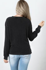 Mineral Washed Round Neck Dropped Shoulder Sweatshirt