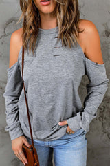 Cold Shoulder Long Sleeve Sweatshirt