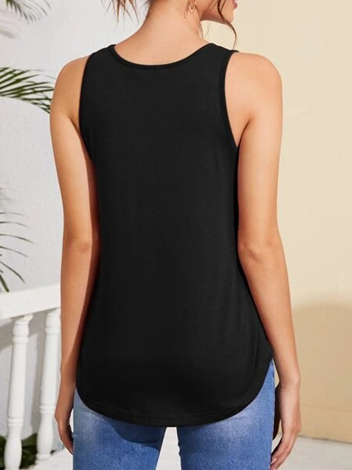 V-Neck Curved Hem Tank