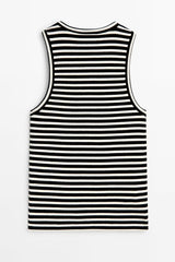 Striped Round Neck Wide Strap Tank