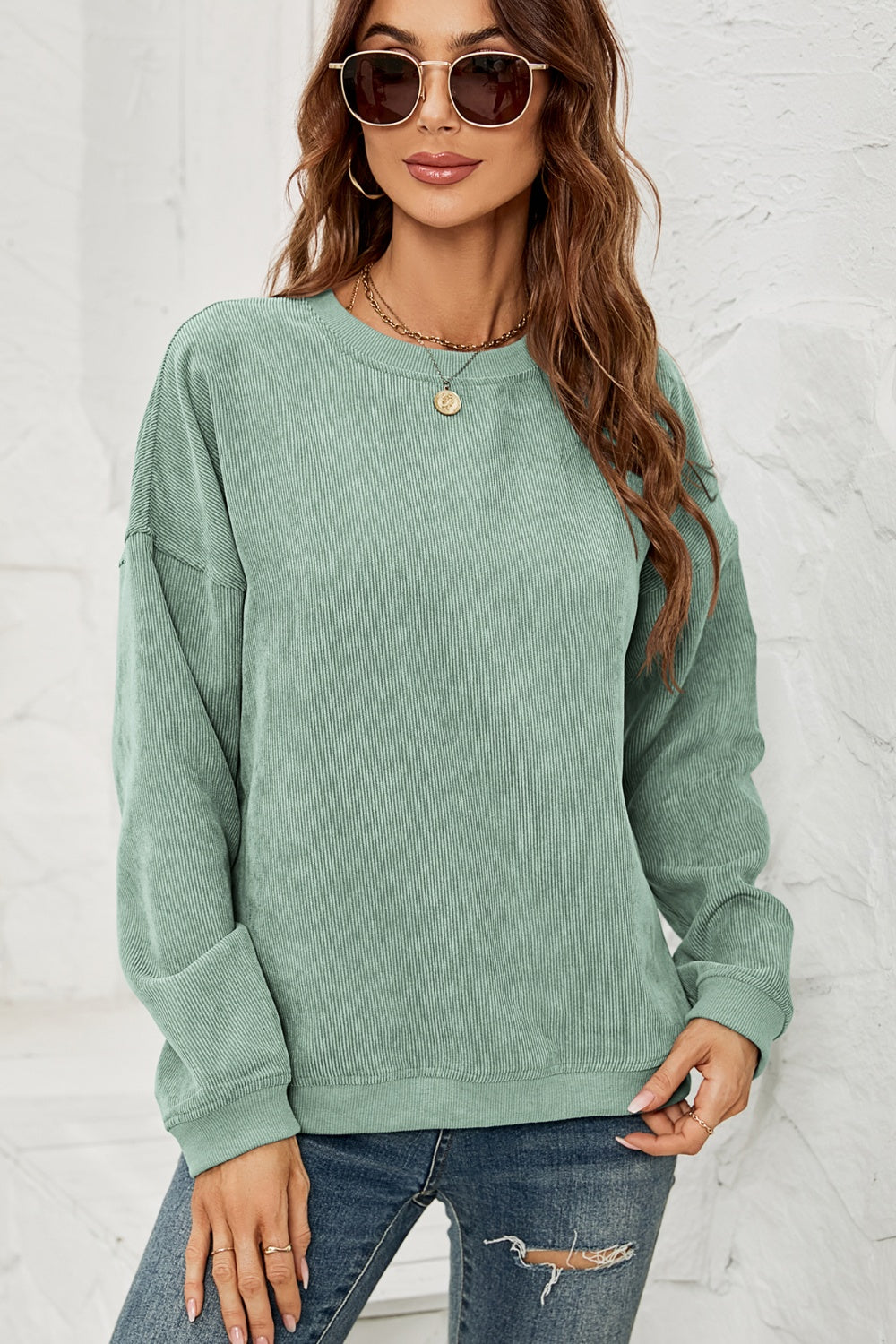 Dropped Shoulder Round Neck Sweatshirt