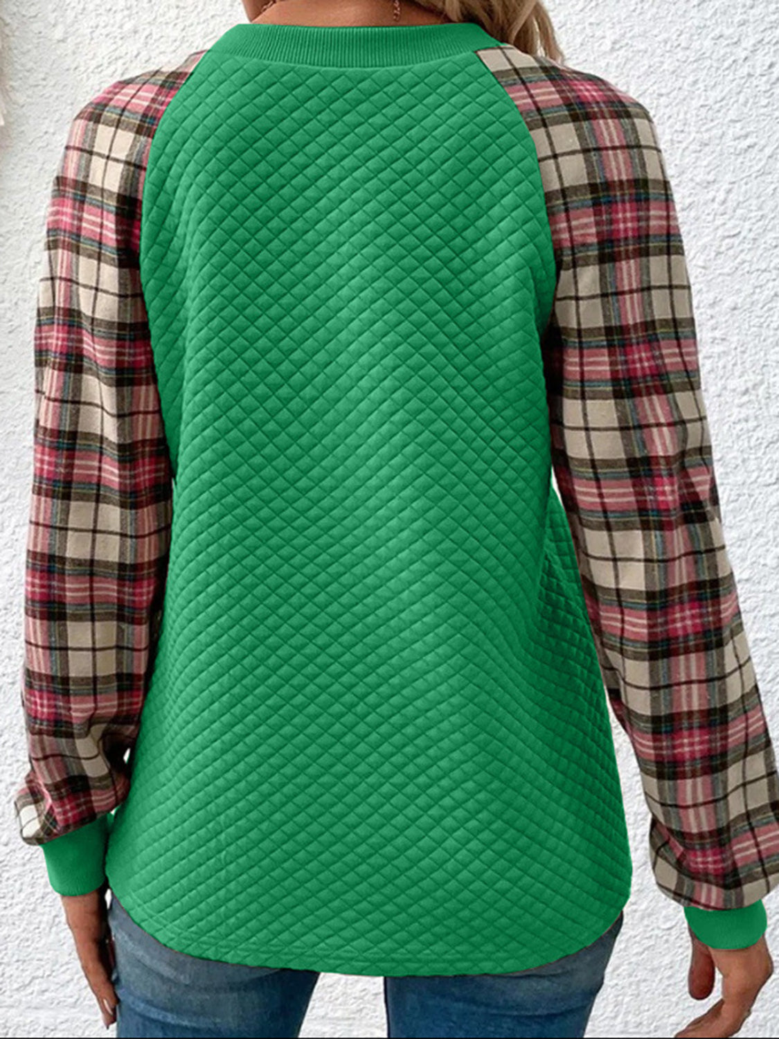 Plaid Round Neck Sweatshirt