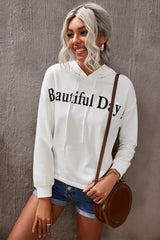 BEAUTIFUL DAY Graphic Drawstring Hoodie