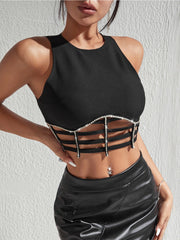 Rhinestone Decor Crop Top