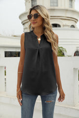 Sleeveless Notched Neck Top