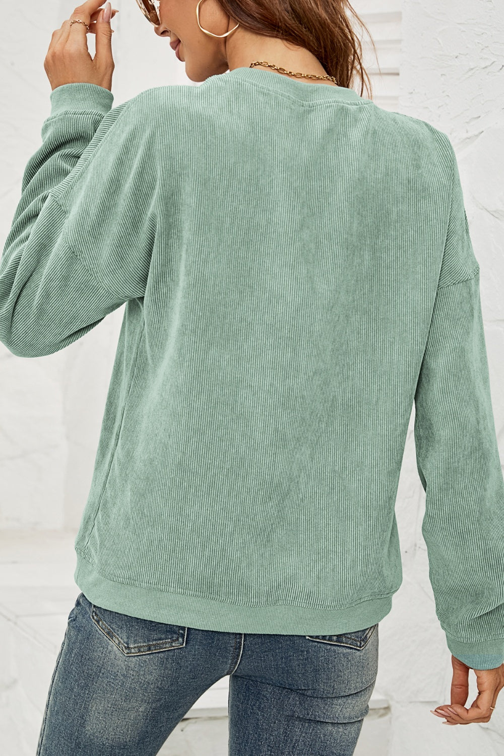 Dropped Shoulder Round Neck Sweatshirt