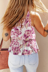 Printed Round Neck Peplum Tank