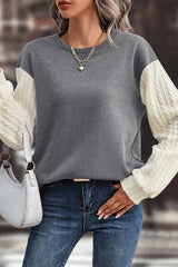 Contrast Round Neck Dropped Shoulder Sweatshirt