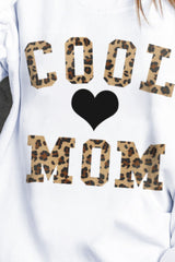 COOL MOM Heart Graphic Round Neck Sweatshirt