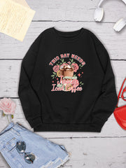 Letter Graphic Round Neck Sweatshirt