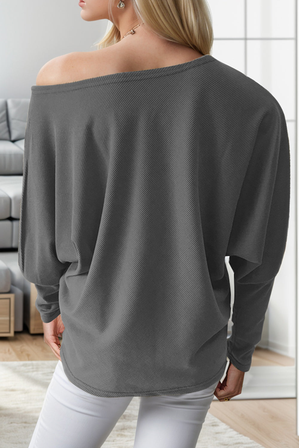 Boat Neck Long Sleeve Sweatshirt