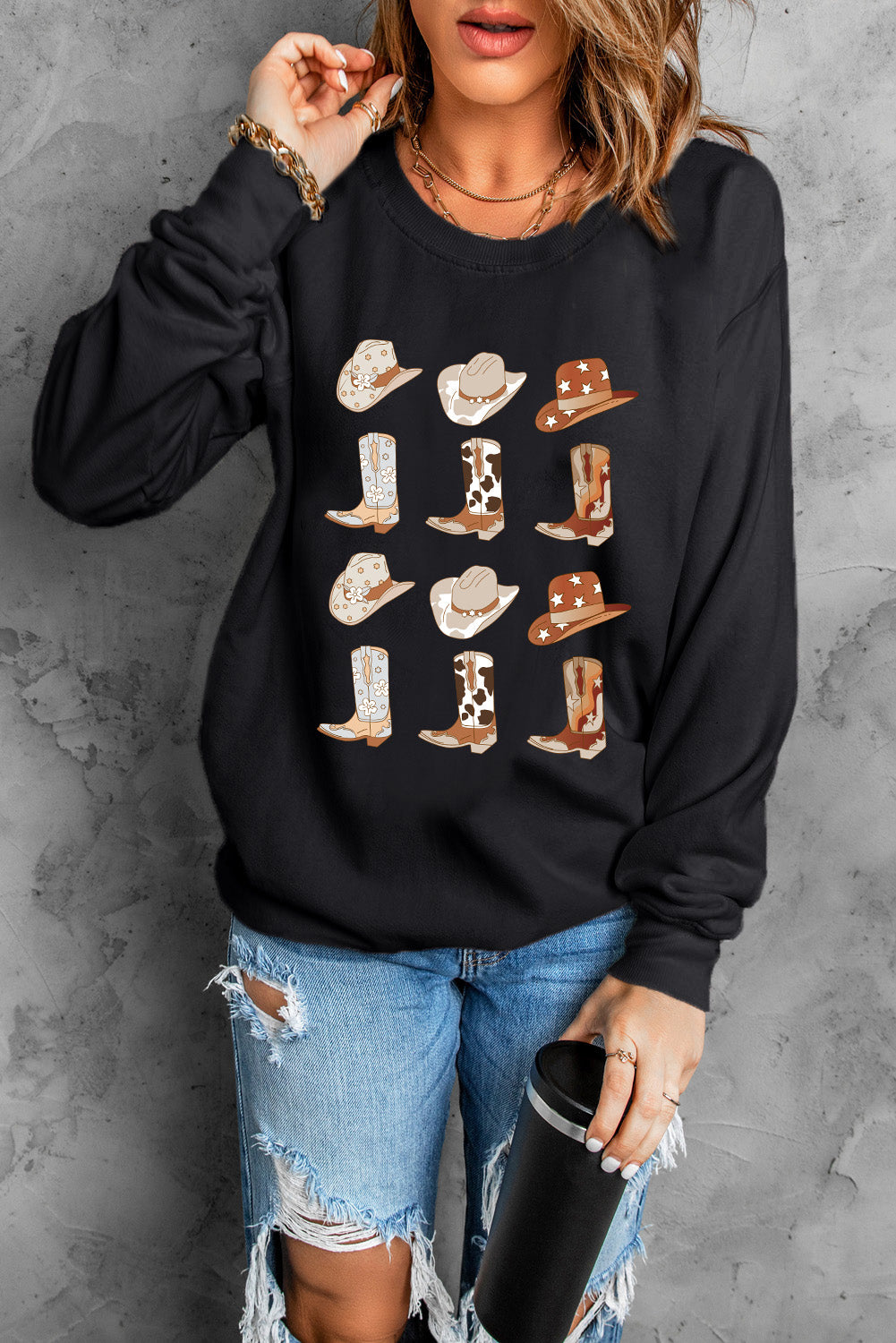 Christmas Element Round Neck Sweatshirt