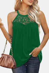 Lace Detail Round Neck Tank