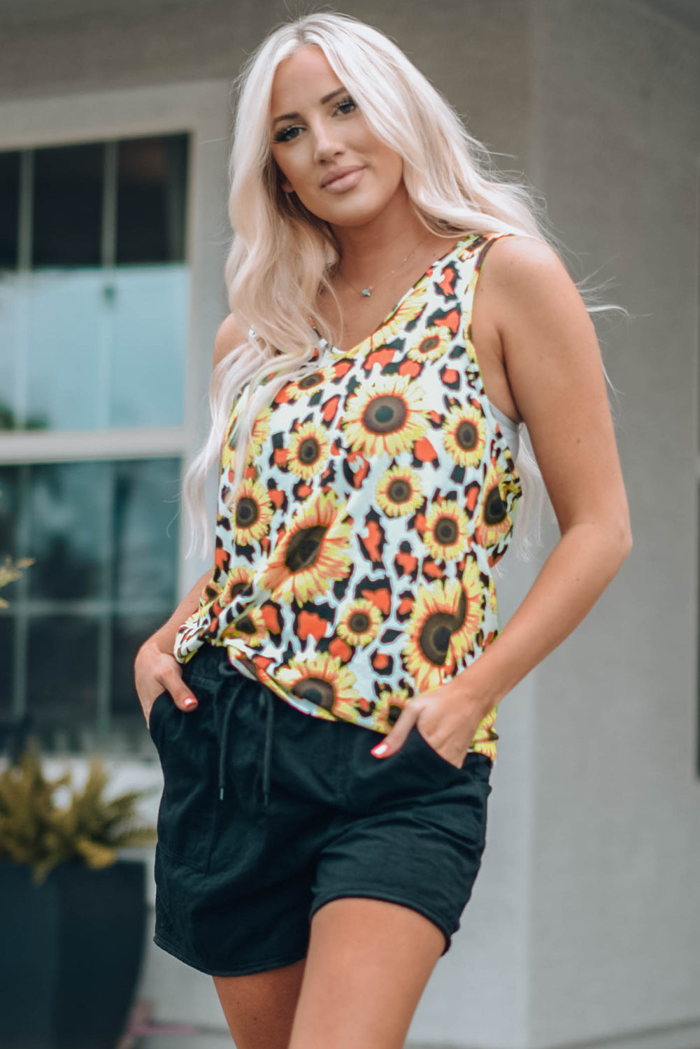 Sunflower Scoop Neck Tank