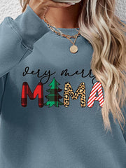 Letter Graphic Round Neck Long Sleeve Sweatshirt