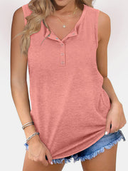 Full Size Quarter Snap V-Neck Wide Strap Tank