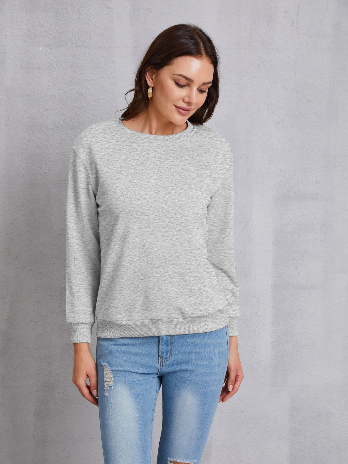 Round Neck Dropped Shoulder Sweatshirt