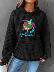 Full Size Turtle Graphic Drawstring Hoodie