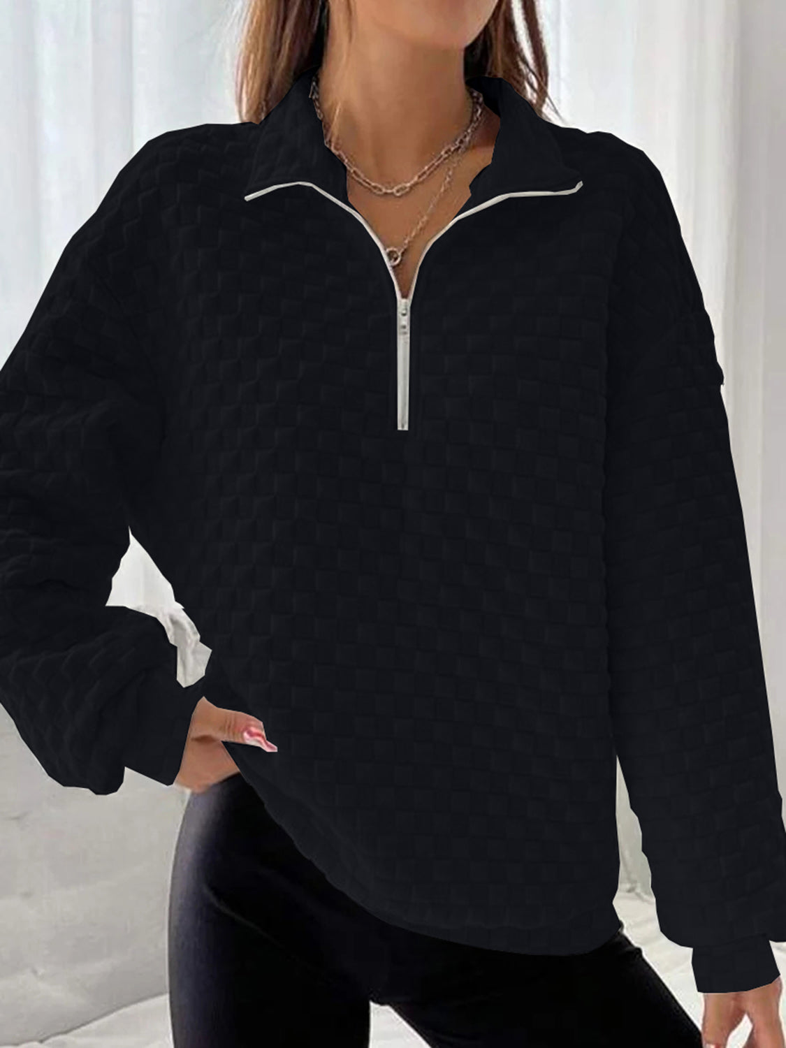 Half Zip Collared Neck Sweatshirt