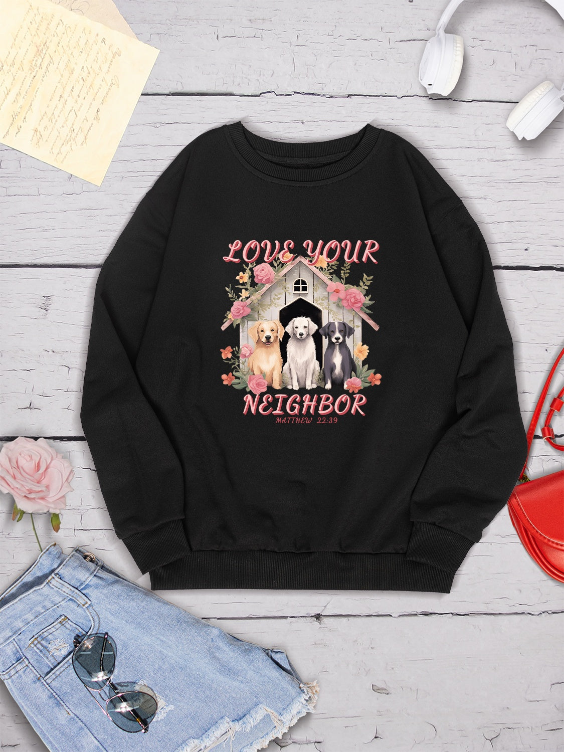 LOVE YOUR NEIGHBOR Round Neck Sweatshirt