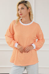 Striped Round Neck Long Sleeve Sweatshirt