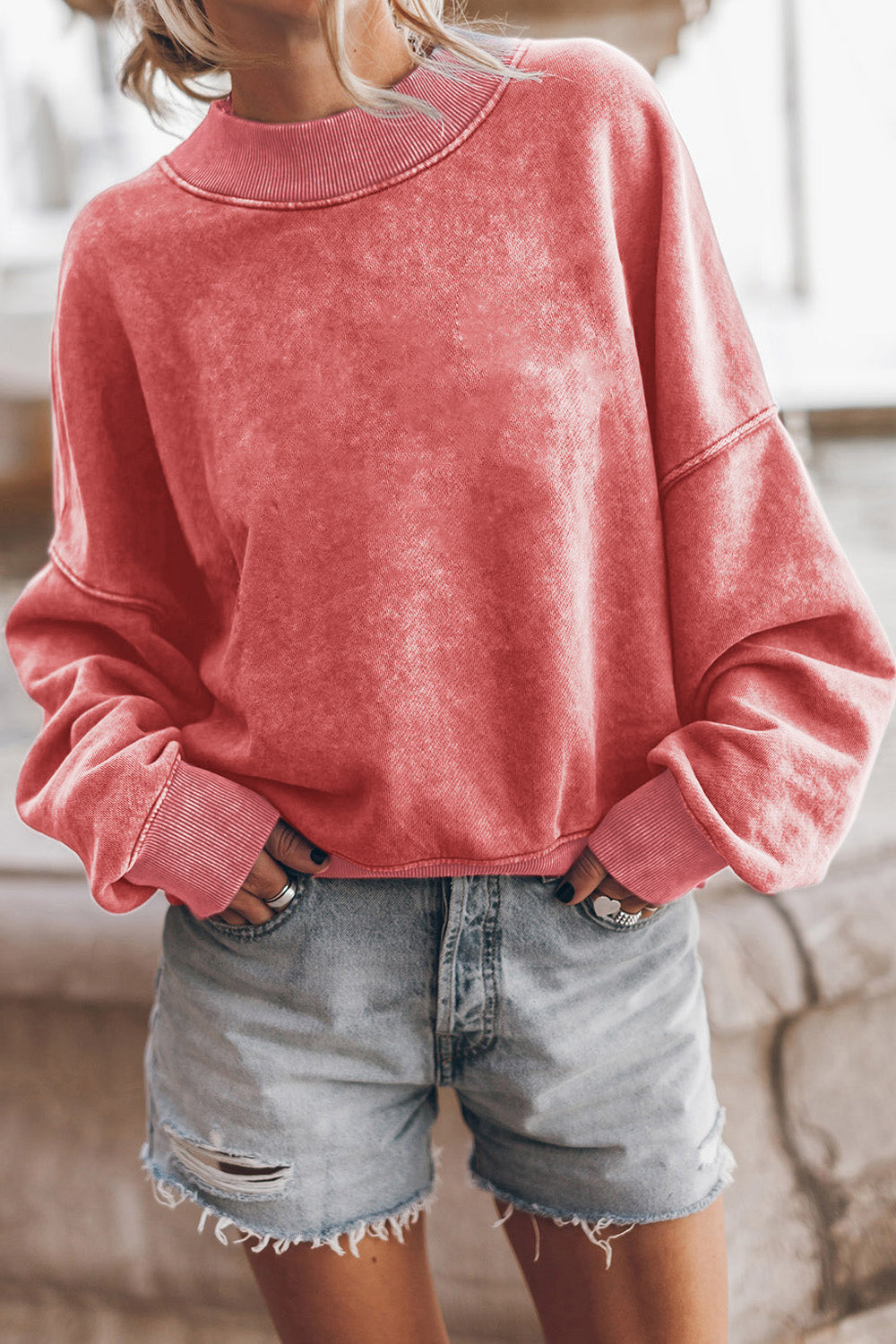 Round Neck Dropped Shoulder Sweatshirt