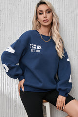 Letter Graphic Round Neck Dropped Shoulder Sweatshirt