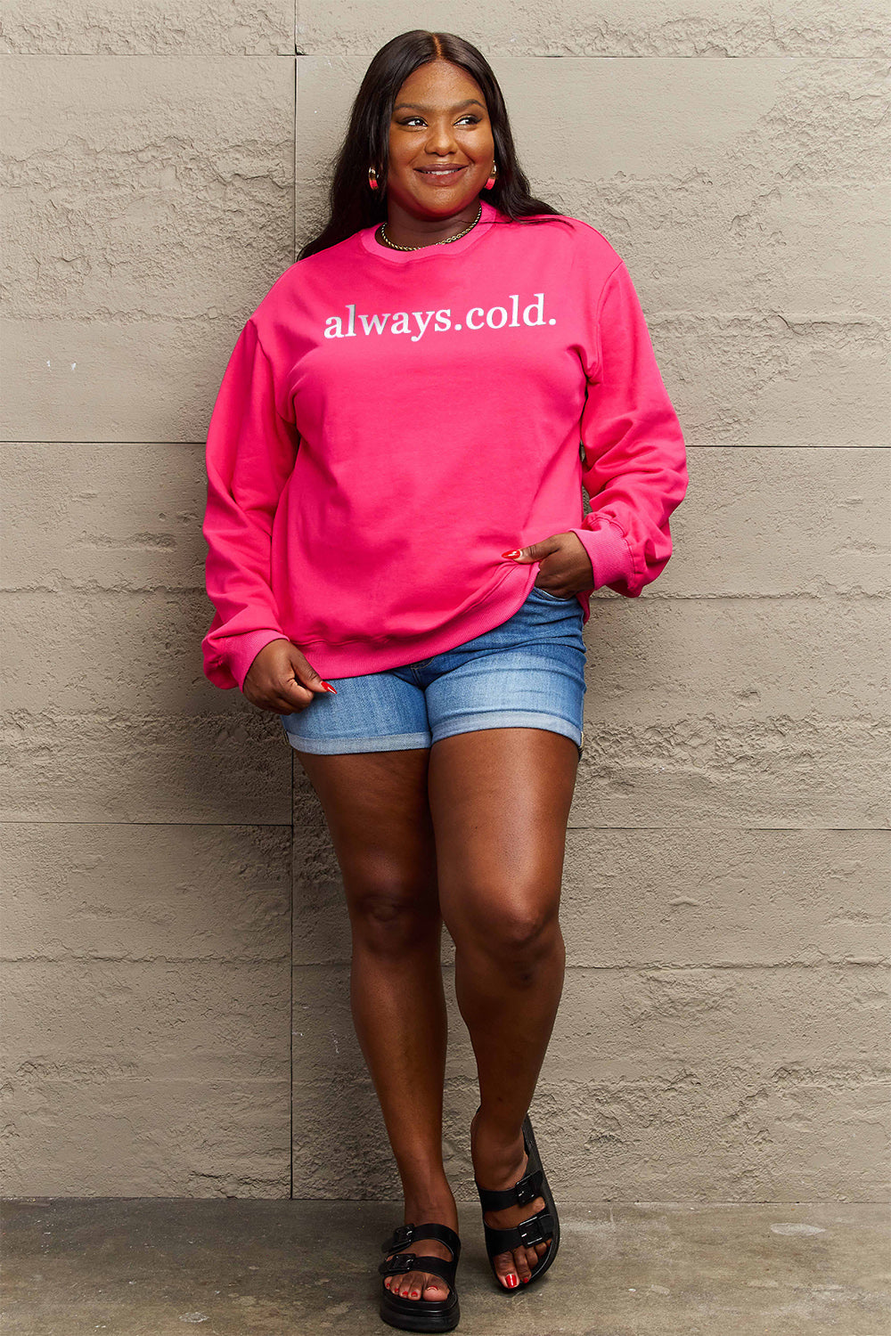 Simply Love Full Size ALWAYS.COLD. Graphic Sweatshirt