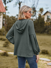 Dropped Shoulder Button-Down Hoodie