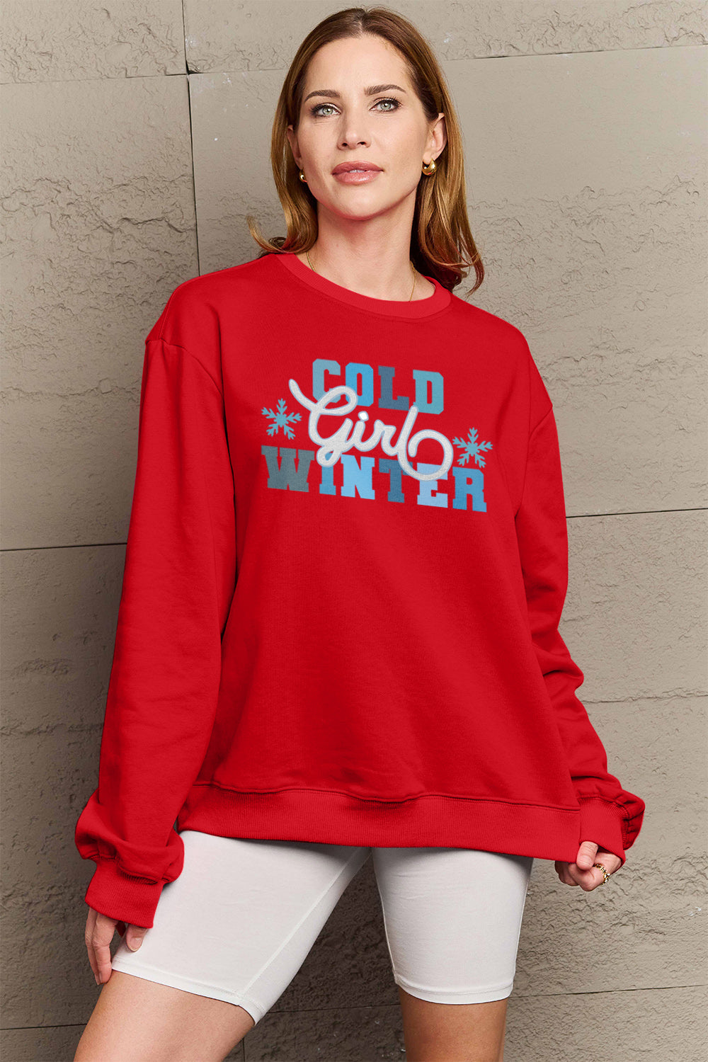 Simply Love Full Size COLD WINTER Graphic Long Sleeve Sweatshirt