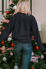 Sequin Patch Pumpkin Round Neck Sweatshirt