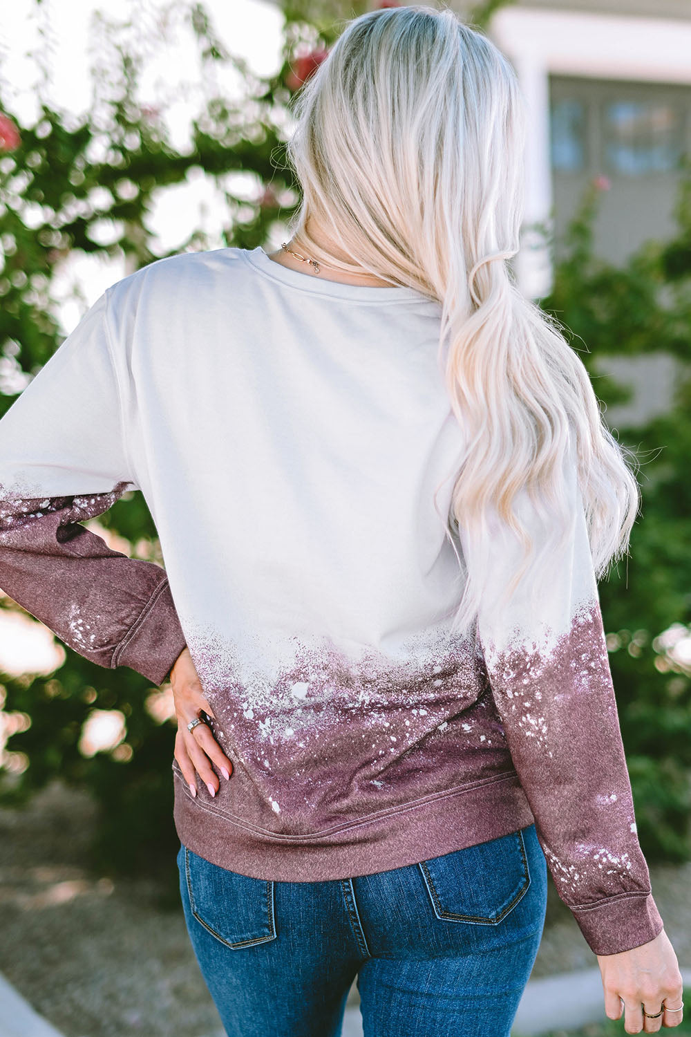 Printed Round Neck Long Sleeve Sweatshirt