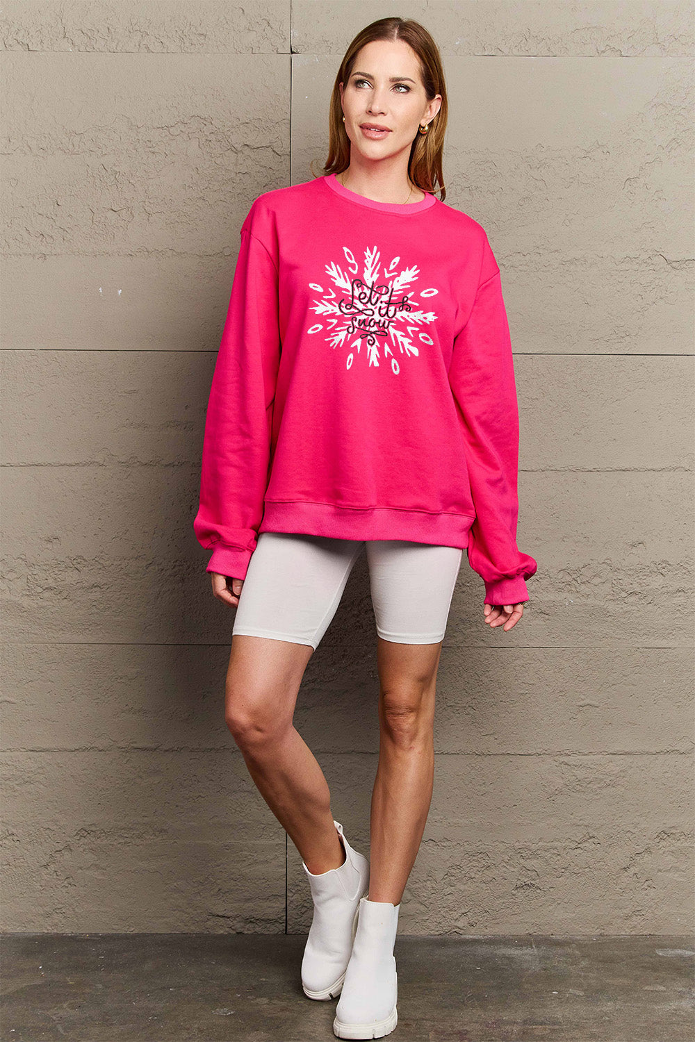 Simply Love Full Size LET IT SNOW Long Sleeve Sweatshirt