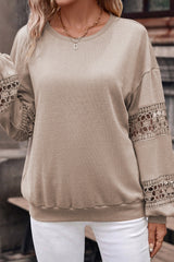 Crochet Long Sleeve Drop Shoulder Blouse