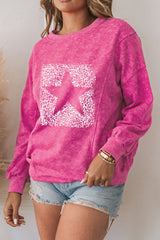 Star Heathered Round Neck Sweatshirt