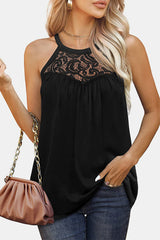 Lace Detail Round Neck Tank