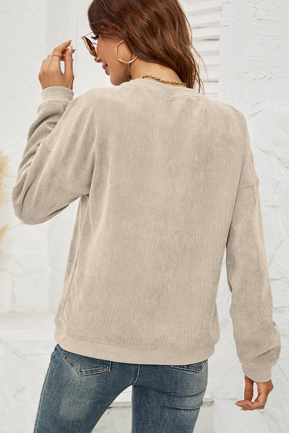 Dropped Shoulder Round Neck Sweatshirt