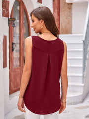 Ruched Scoop Neck Wide Strap Tank