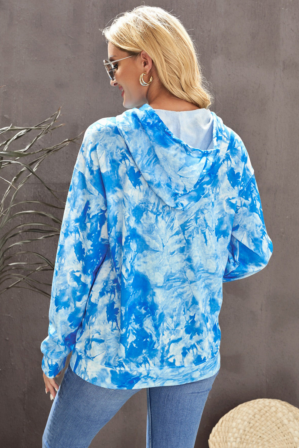 Tie-Dye Drawstring Hoodie with Pocket