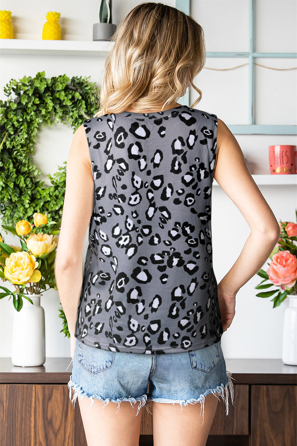 Leopard Round Neck Tank