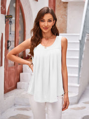 Ruched Scoop Neck Wide Strap Tank