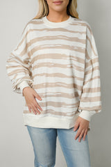 Striped Round Neck Long Sleeve Sweatshirt